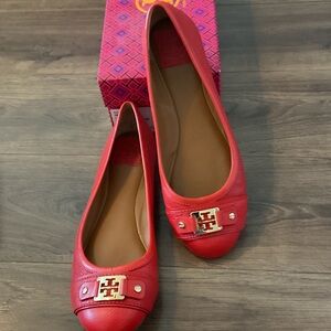 Tory Burch Red Leather Clines Ballet Size 11